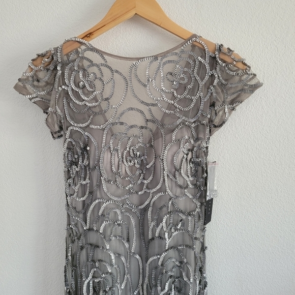 Aidan Mattox silver sequin formal ball gown dress - Picture 4 of 13